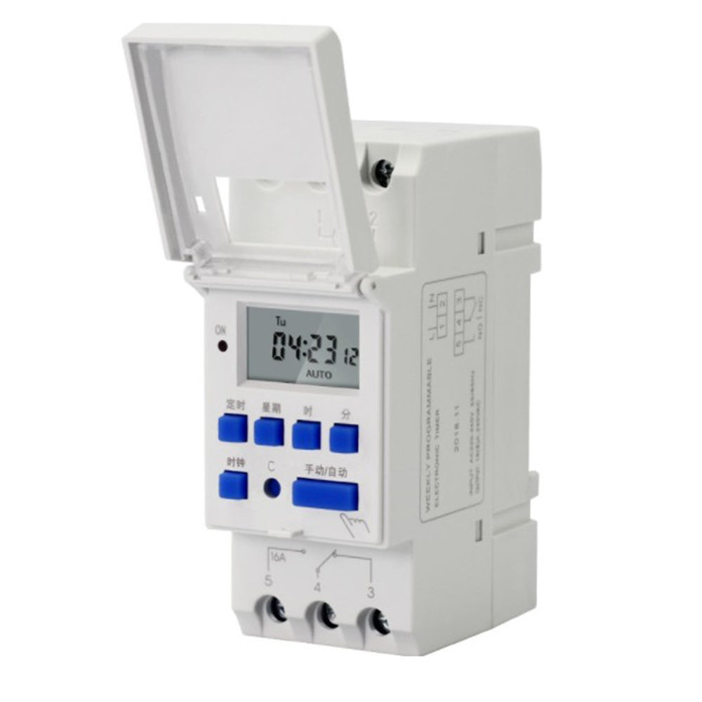 Electronic Weekly 7 Days Programmable Digital Industrial Time Switch Relay Timer Control AC 220V 16A Din Rail Mount