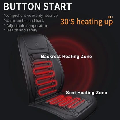 Car Heated Seat Cover 12/24V 30‘ Fast Heating Seat Cushion Universal Car Seat Heater Durable Cloth Thicken Car Heating Pad