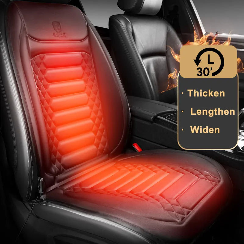 Car Heated Seat Cover 12/24V 30‘ Fast Heating Seat Cushion Universal Car Seat Heater Durable Cloth Thicken Car Heating Pad