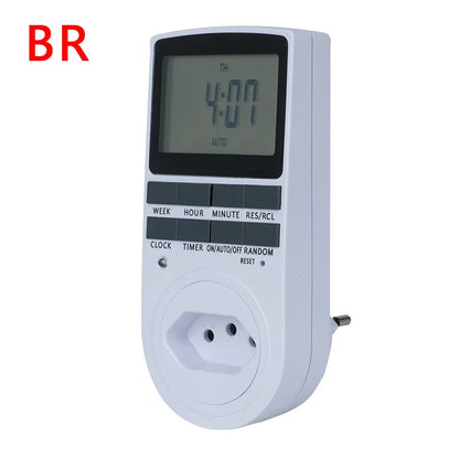 Electronic Digital Timer Switch 24 Hour Cyclic EU UK AU US FR BR Plug Kitchen Timer Outlet Programmable Timing Socket 220V 120V