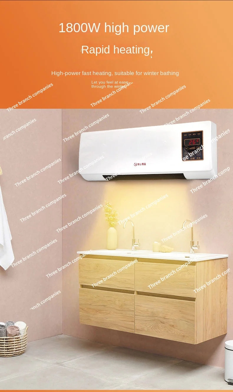 Home Wall-Mounted Heater Warm Air Blower Electric Heating Fan Household Power Saving Bathroom Office Desktop Electric Heater