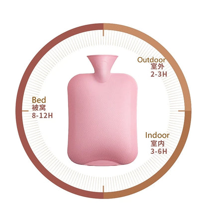 Hot Water Bag with Cover 2L Hot Water Bottle for Bed Warm Water Bag Hand Feet Warmer Hot Compress Menstrual Cramps Pain Relief