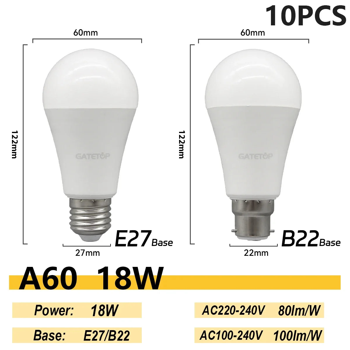 Energy Saving Bulb E27 B22 Lamps A60 A80 AC220V 230V 110V LED Light 20W 18W 24W for Home Derection Living Room Lighting