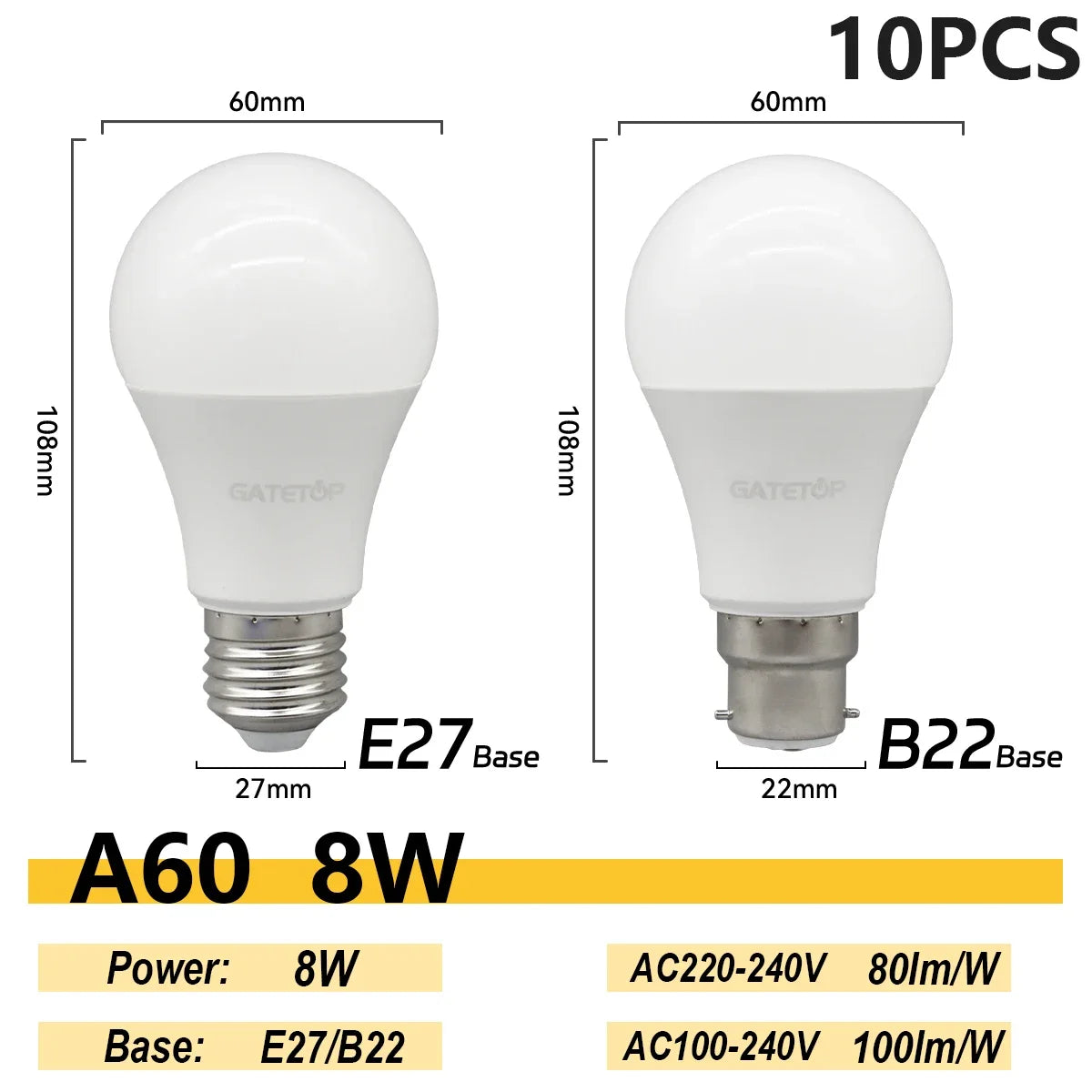 Energy Saving Bulb E27 B22 Lamps A60 A80 AC220V 230V 110V LED Light 20W 18W 24W for Home Derection Living Room Lighting