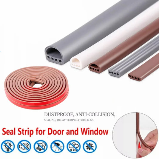 6M I/E/D Type Door Window Sealing Strip Silicone Rubber Weather Strip Self-adhesive Tape Anti-collision Insulation Seal Stopper