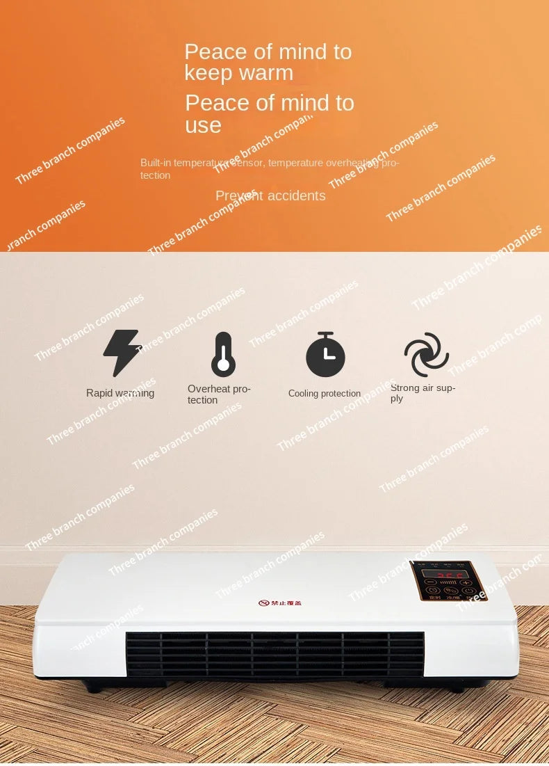 Home Wall-Mounted Heater Warm Air Blower Electric Heating Fan Household Power Saving Bathroom Office Desktop Electric Heater