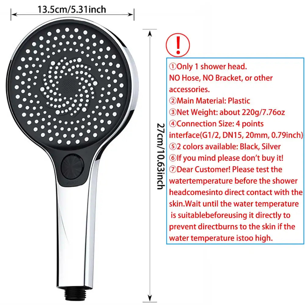 Adjustable Shower Head 3 Mode Rainfall Shower Large Flow Showerhead High Pressure Water Saving Shower Mixer Bathroom Accessories