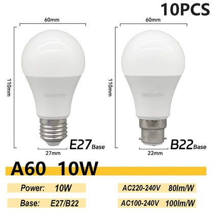 Energy Saving Bulb E27 B22 Lamps A60 A80 AC220V 230V 110V LED Light 20W 18W 24W for Home Derection Living Room Lighting