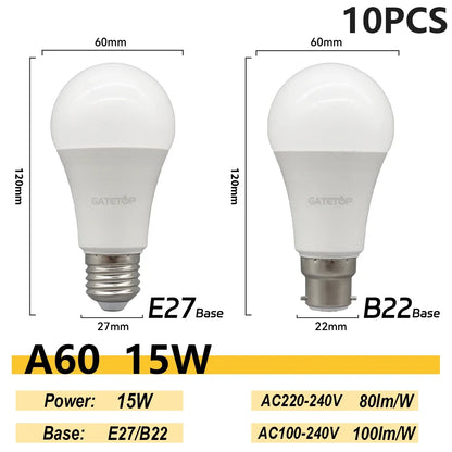 Energy Saving Bulb E27 B22 Lamps A60 A80 AC220V 230V 110V LED Light 20W 18W 24W for Home Derection Living Room Lighting