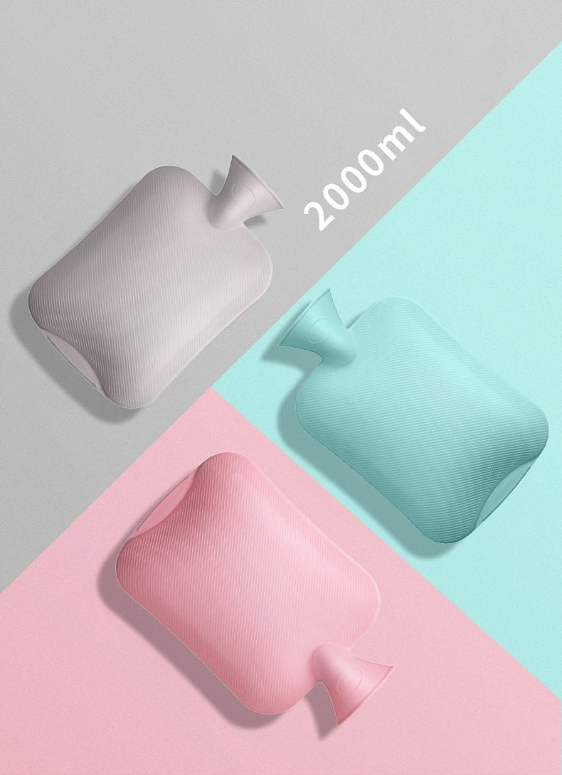 Hot Water Bag with Cover 2L Hot Water Bottle for Bed Warm Water Bag Hand Feet Warmer Hot Compress Menstrual Cramps Pain Relief