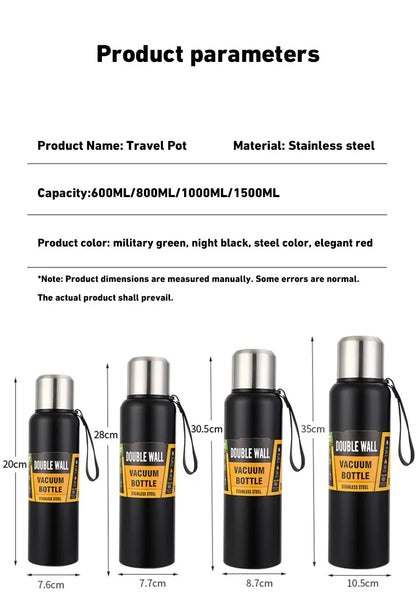 New 500/800/1000/1500ml Stainless Steel Super Large Capacity Vacuum Flask Portable Insulated Tumbler With Thermo Bottle Tumbler