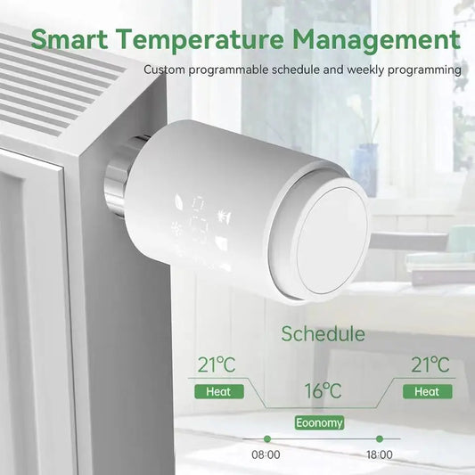 Tuya ZigBee TRV Programmable Thermostatic Radiator Valve Smart Radiator Actuator App Remote Voice Temperature Controller